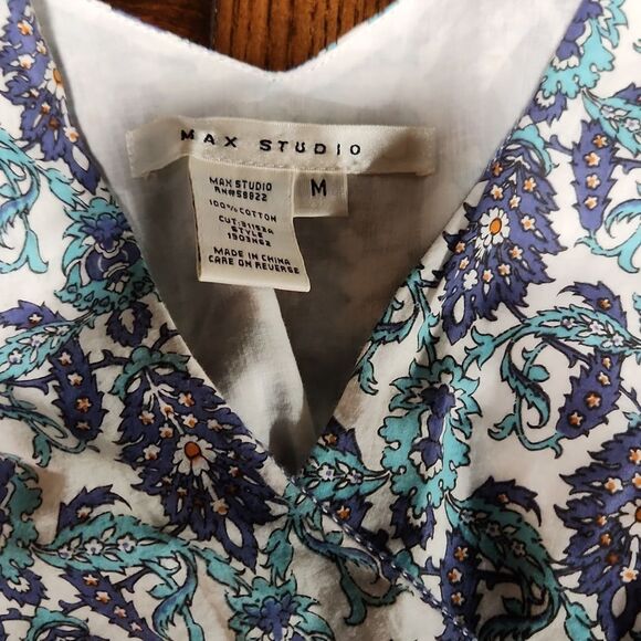 Max Studio (fits like a Small) white turquoise paisley dress‎ M - Picture 4 of 9